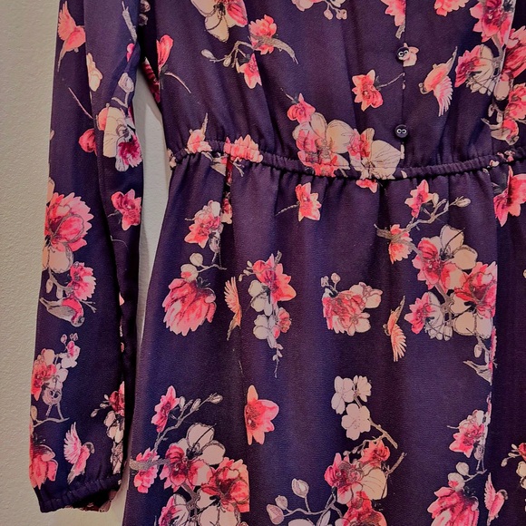 Skies Are Blue Floral Midi Dress• Navy and Red l Sz. M - Picture 3 of 12